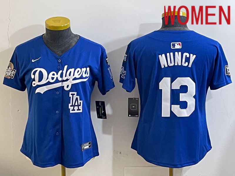 Women Los Angeles Dodgers #13 Muncy Blue Game 2024 Nike MLB Jersey style 112110